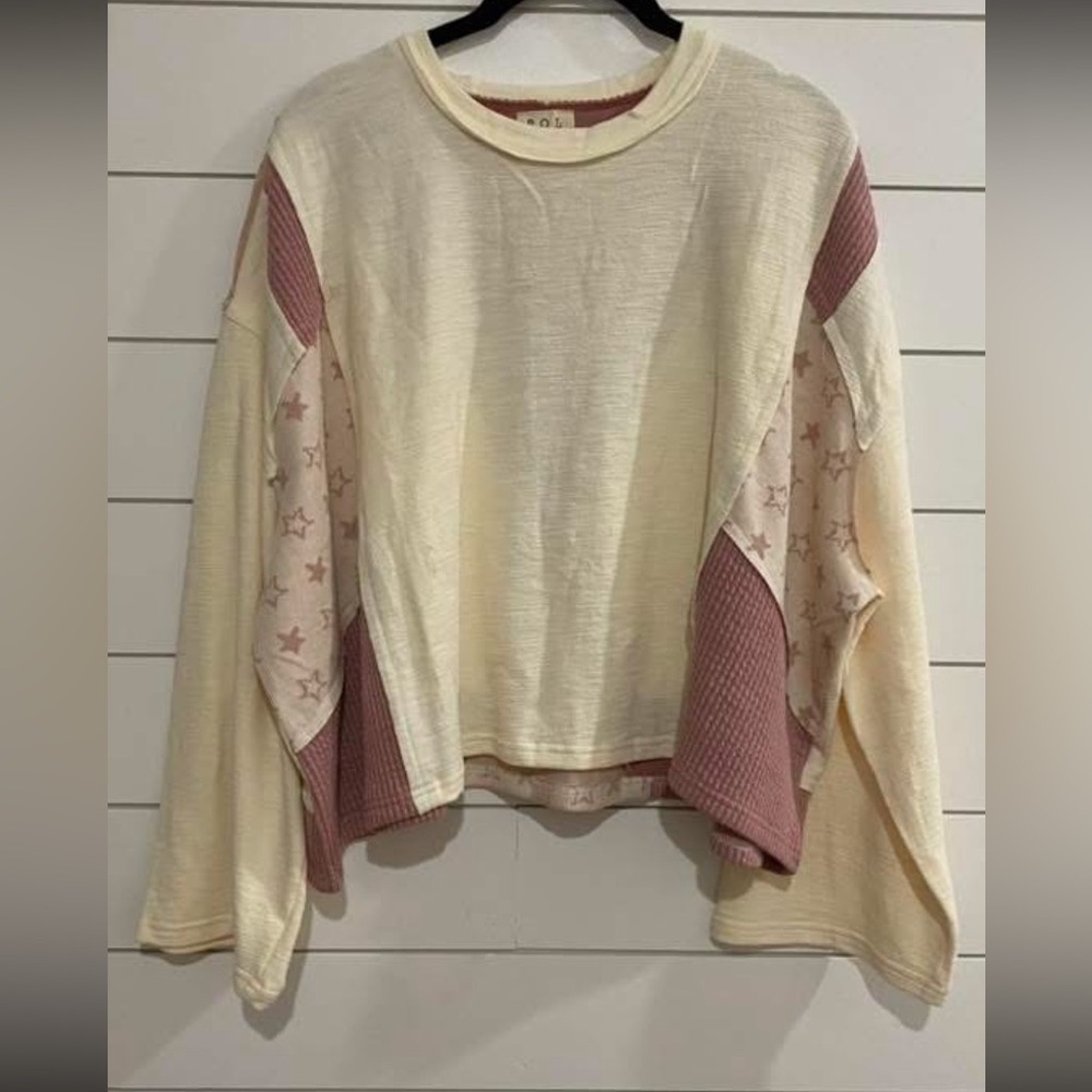 POL Cream and Pink Star Sweatshirt
